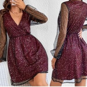 SHEIN maroon glitter sparkly dress